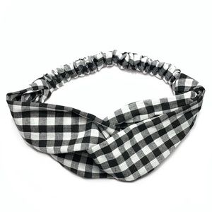Black & White Buffalo Check Boho Plaid Headband